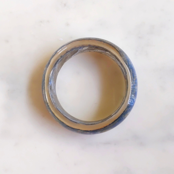 NWT. The Limited 1.25" Wide Gold and Blue Design Bangle Bracelet. - Picture 3 of 3